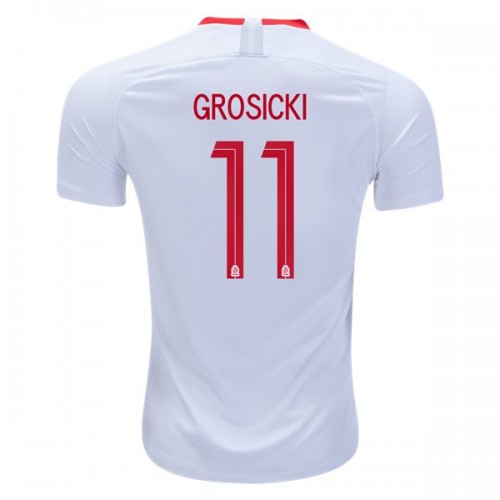 Camisolas de Futebol Polônia Grosicki 11 Equipamento Principal Copa do Mundo 2018 Manga Curta Camisolas de Futebol Polônia Grosicki 11 Equipamento Principal Copa do Mundo 2018 Manga Curta